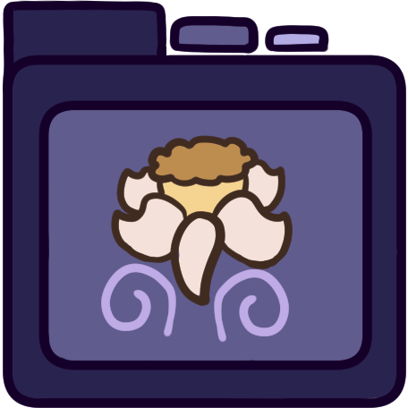 a purple file folder with a narcissus flower on it.